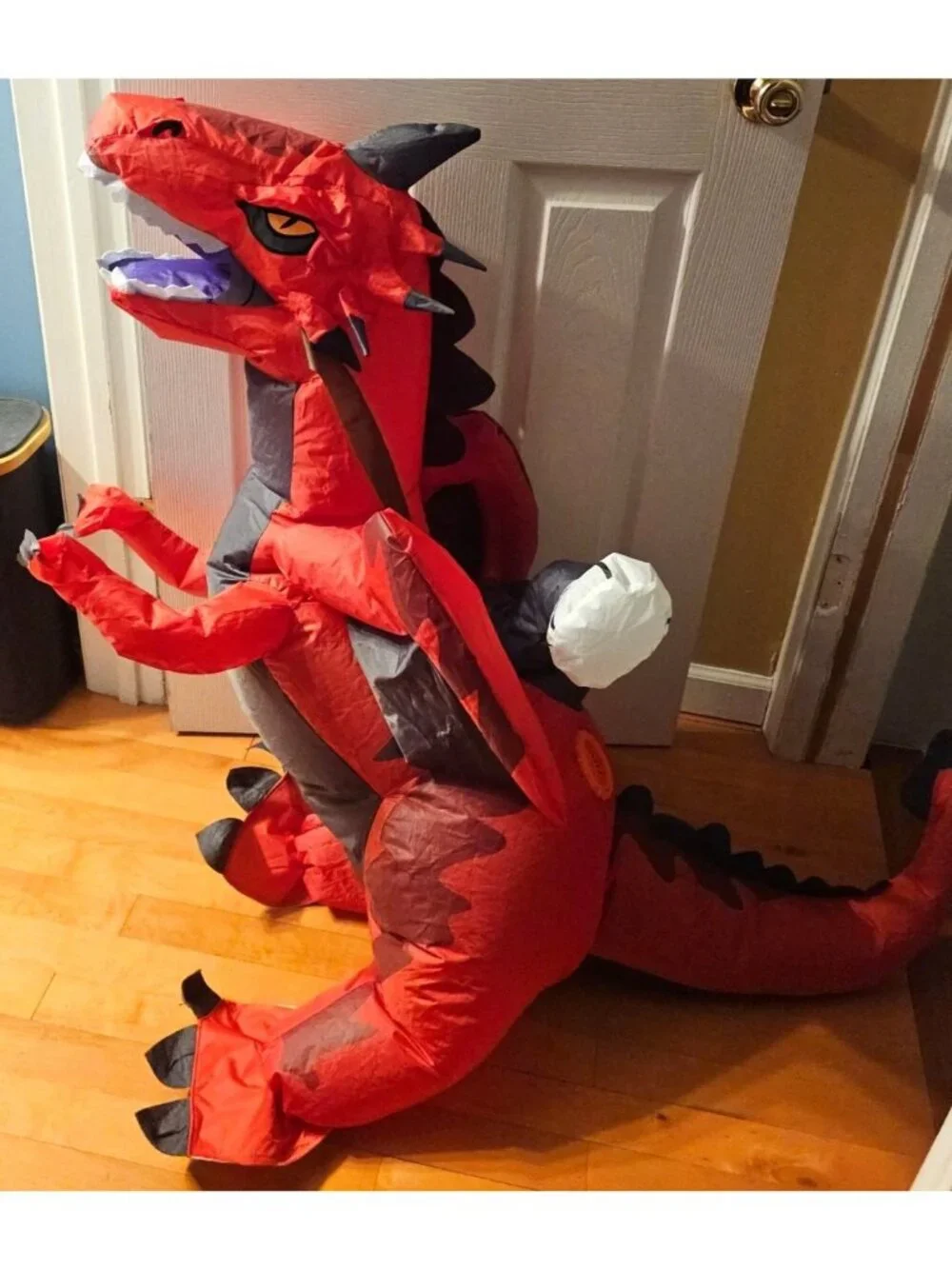 Inflatable Ride on Red Dragon Costume Kids 4-6 Knight Halloween Blow Up Medieval